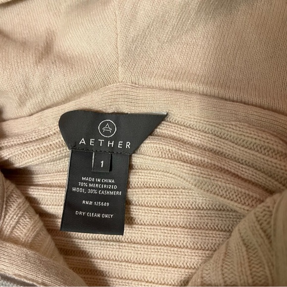 Aether wool cashmere tan ribbed moto hoodie XS 1 - Picture 2 of 7